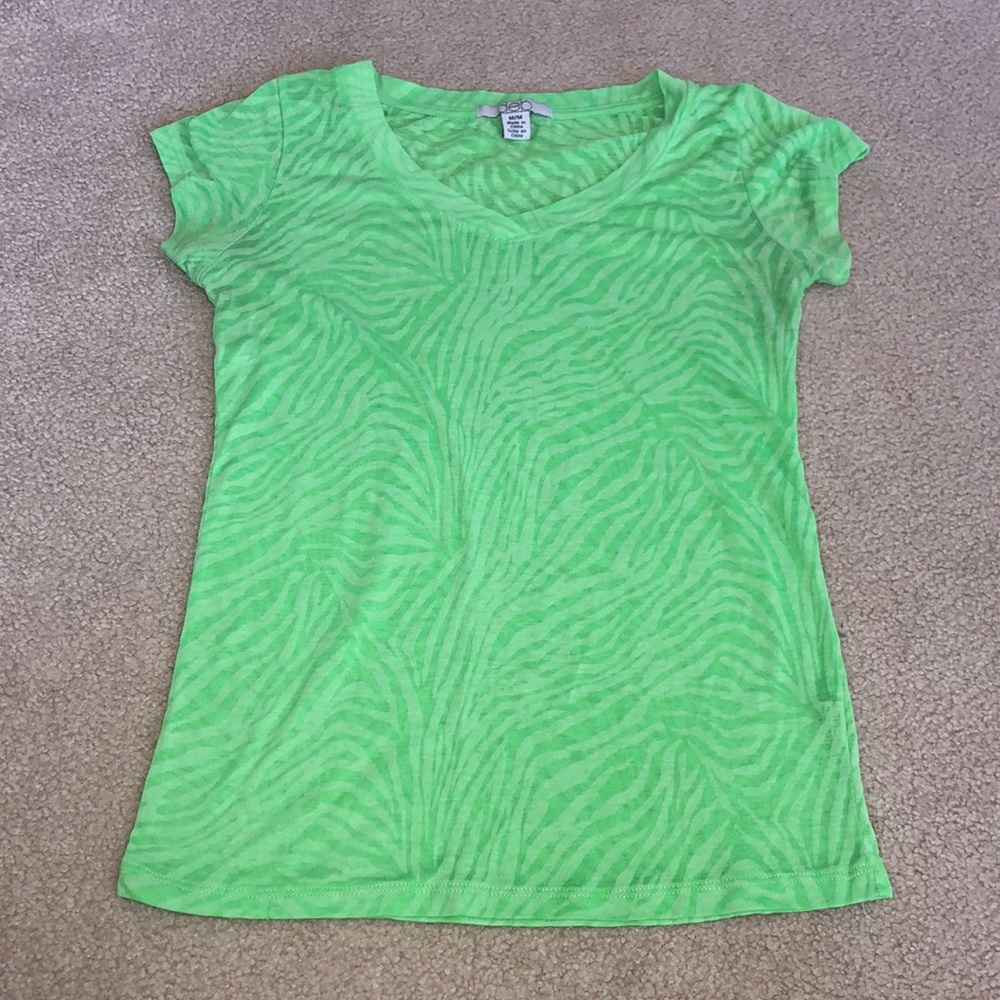 Green zebra print top